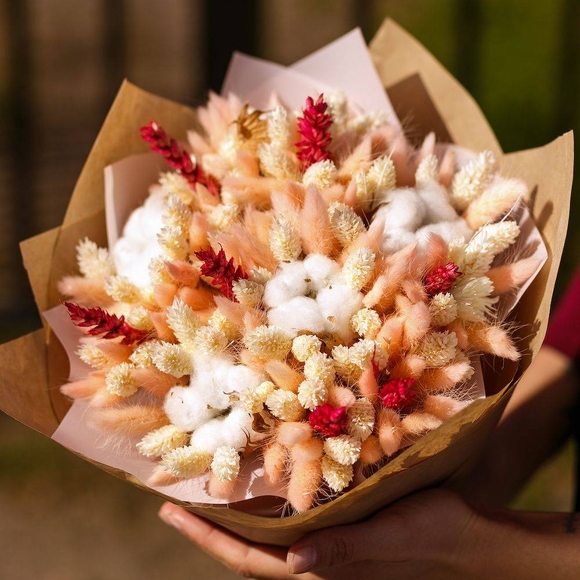 Букет из сухоцветов с хлопком - М
