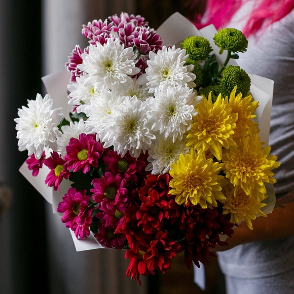Букет из 7 кустовых хризантем микс