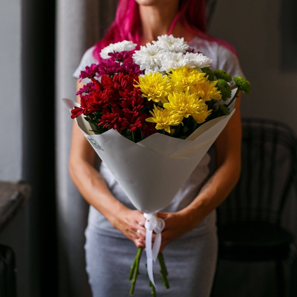 Букет из 7 кустовых хризантем микс