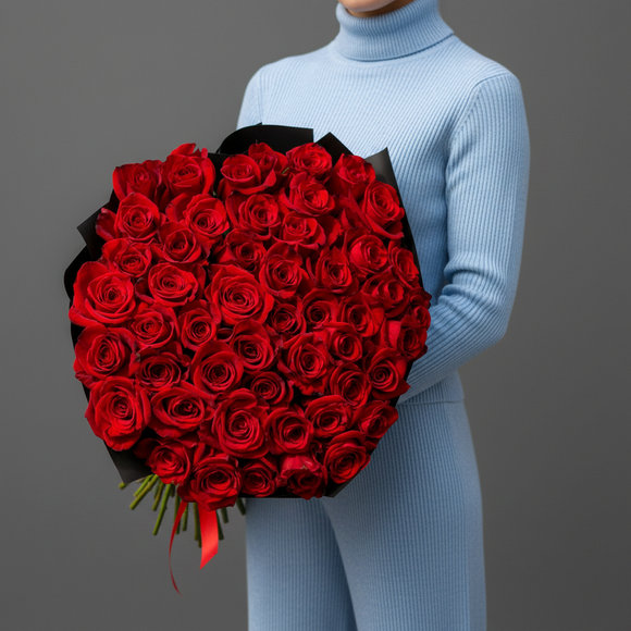 Букет из 51 красной розы 70 см (Эквадор)