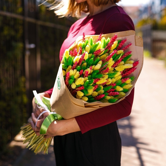 Букет-кулек из сухоцветов - L