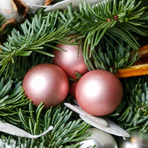 Новогоднее украшение "Шарик стеклянный розовый матовый"