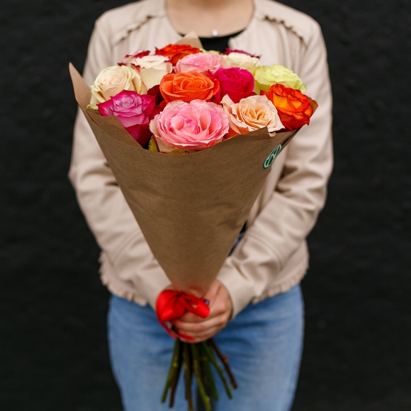 Букет из 15 роз микс 70 см (Эквадор)