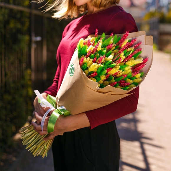 Букет-кулек из сухоцветов - L