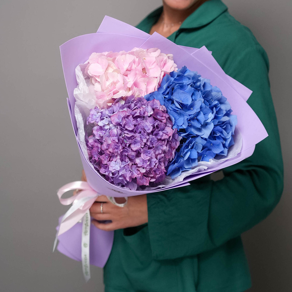 Букет из 3 гортензий микс в фоамиране