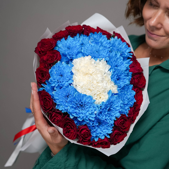 Букет бело-сине-красный - М