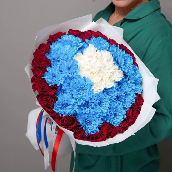 Букет бело-сине-красный - L