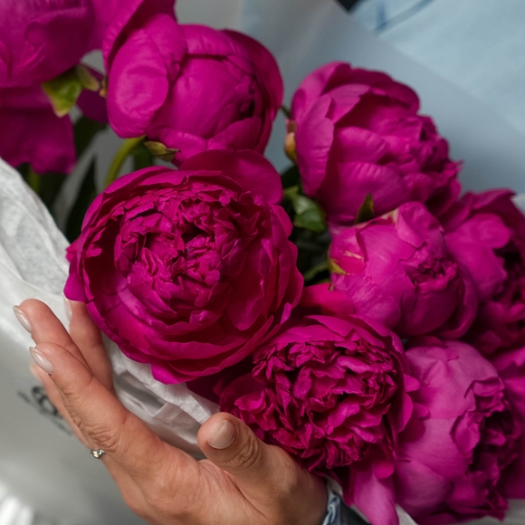 Букет из 9 малиновых пионов (Россия)