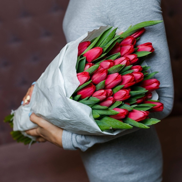 Тюльпаны оптом от 50 шт красные (Голландия) 