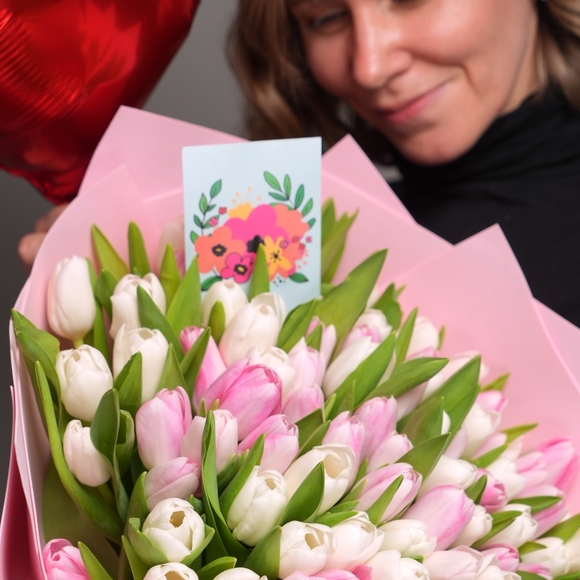 Набор размер XXL с букетом 101 нежный микс в фоамиране