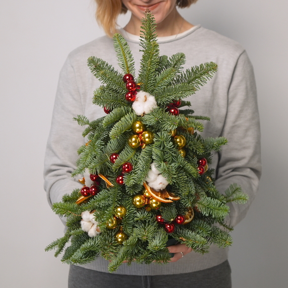 Новогодняя елочка - М (40 см) с красно-золотым декором