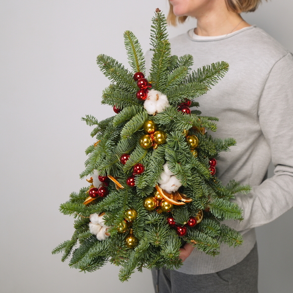 Новогодняя елочка - М (40 см) с красно-золотым декором