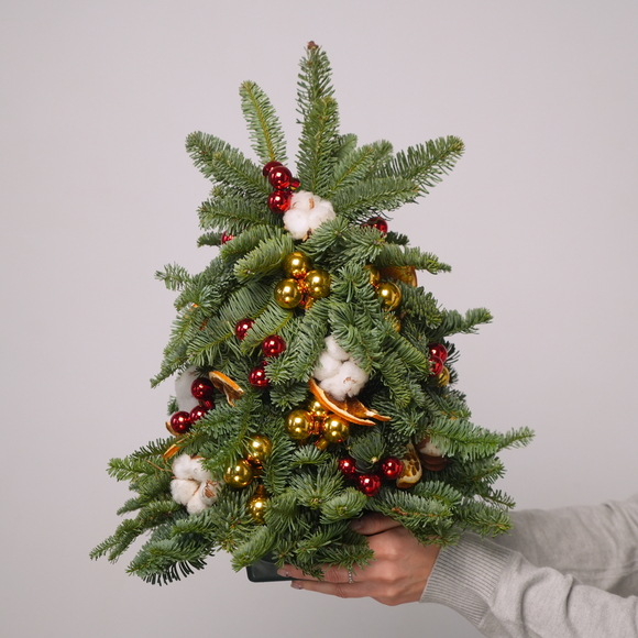 Новогодняя елочка - М (40 см) с красно-золотым декором