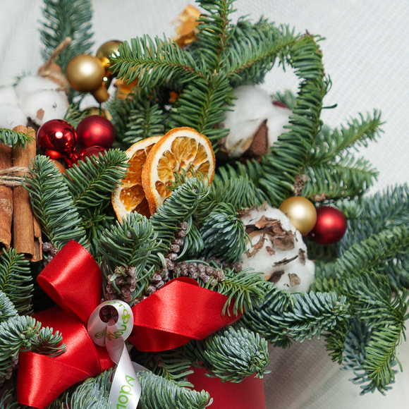 Зимняя шляпная коробка красная - L