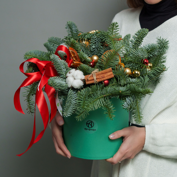 Зимняя шляпная коробка зеленая - L