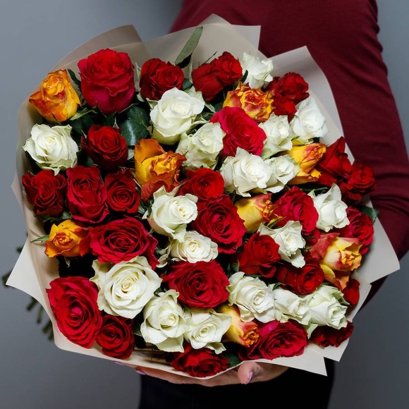 Букет из 51 розы микс 50 см (Кения) 