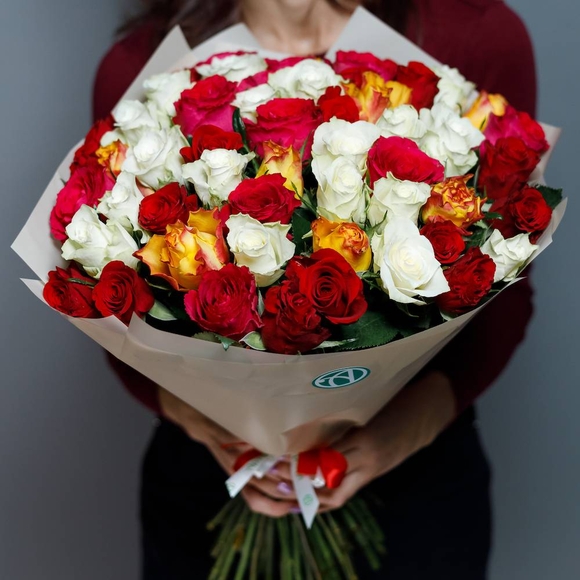 Букет из 51 розы микс 50 см (Кения) 