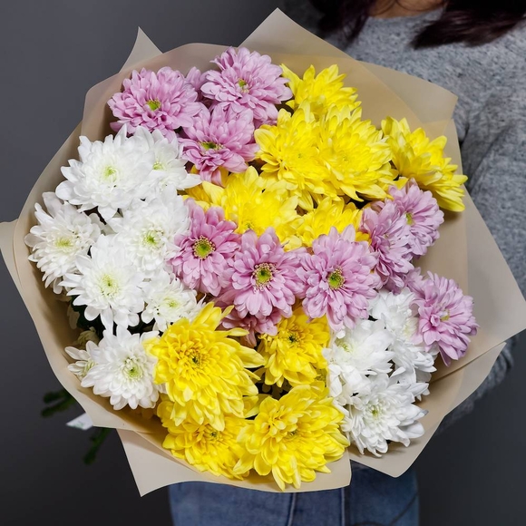 Букет из 9 кустовых хризантем микс