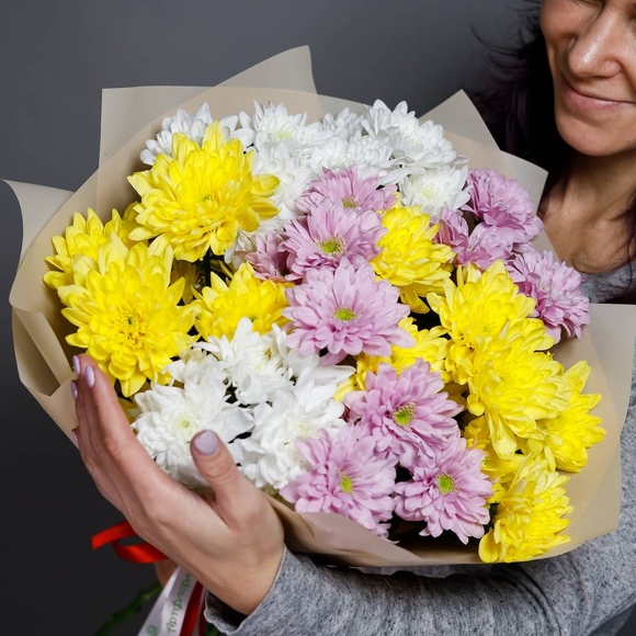 Букет из 9 кустовых хризантем микс