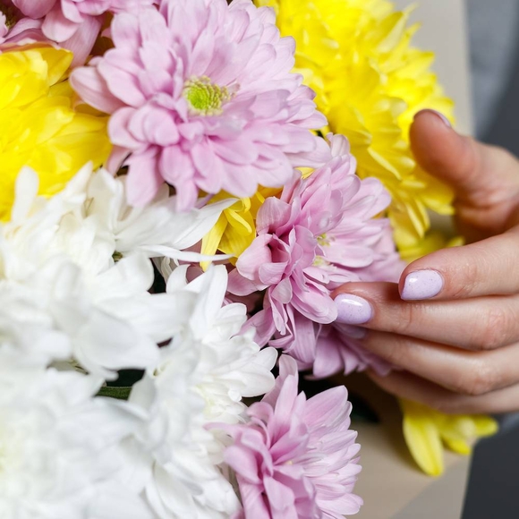 Букет из 9 кустовых хризантем микс