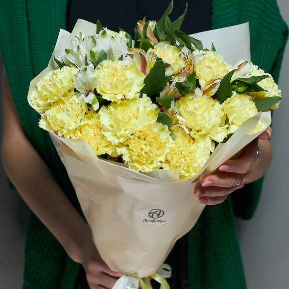 Букет с лимонным диантусом - M