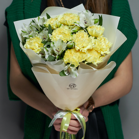 Букет с лимонным диантусом - S