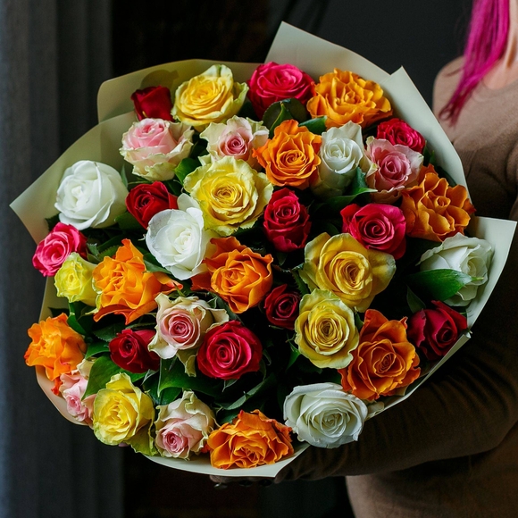 Букет из 35 роз микс 50 см (Кения)