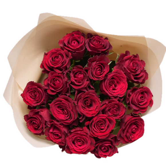 Букет из 19 красных роз Кения (50 см) в корейской упаковке