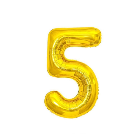 Шарик цифра "5", золото (фольга), Агура