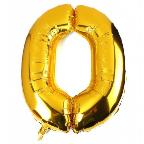 Шарик цифра "0", золото (фольга), Агура