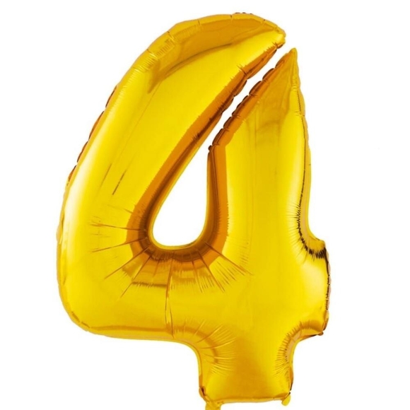 Шарик цифра "4", золото (фольга), Агура