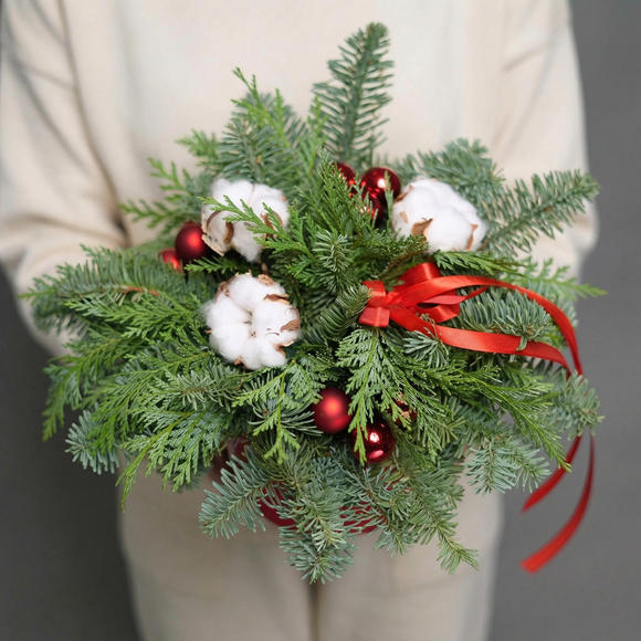 Зимняя шляпная коробка с хлопком и стеклянными шарами