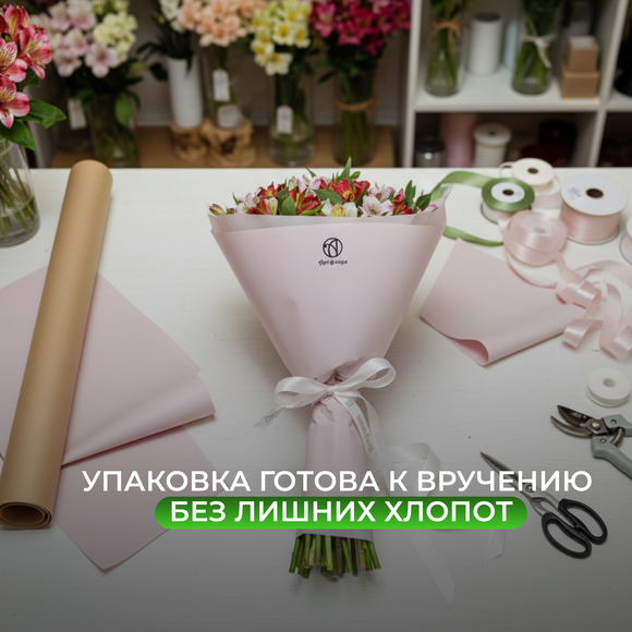 Букет из 15 альстромерий нежный микс в корейской упаковке