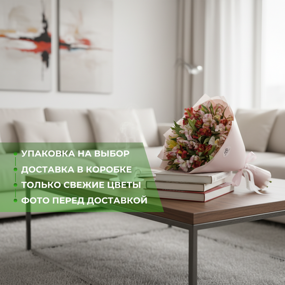 Букет из 15 альстромерий нежный микс в корейской упаковке