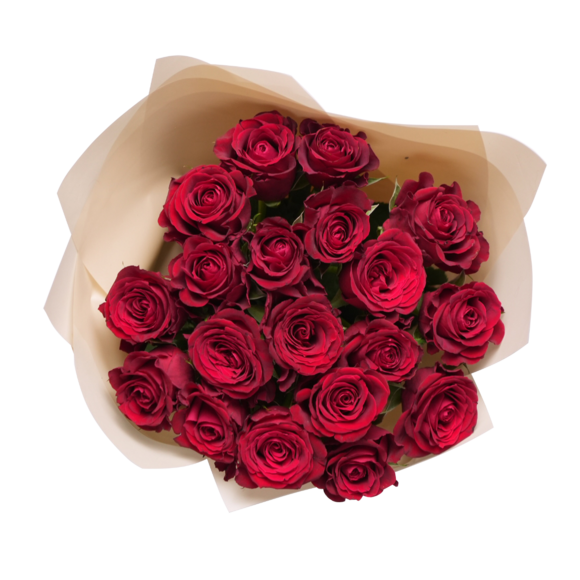 Букет из 19 красных роз Кения (50 см) в корейской упаковке