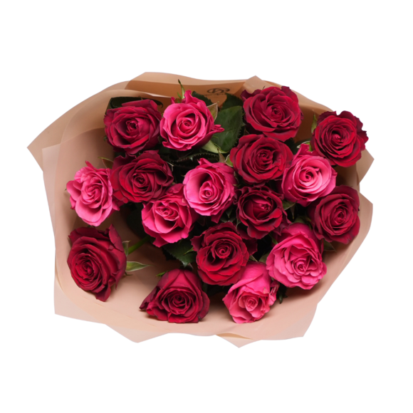 Букет из роз яркий микс Кения (50 см) в корейской упаковке