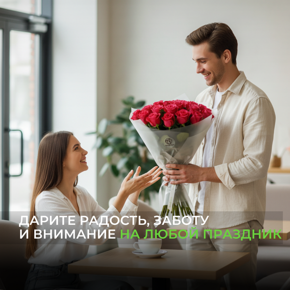 Букет из 25 малиновых роз 50 см (Кения) в корейской матовой упаковке