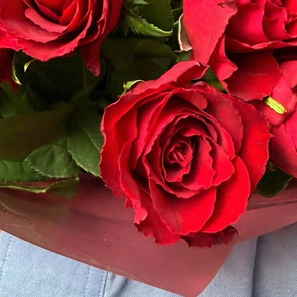 Букет из красных роз Кения в двойной корейской кальке