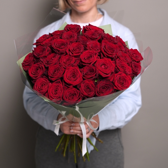Букет из 39 красных роз 50 см (Россия) в двойной корейской упаковке