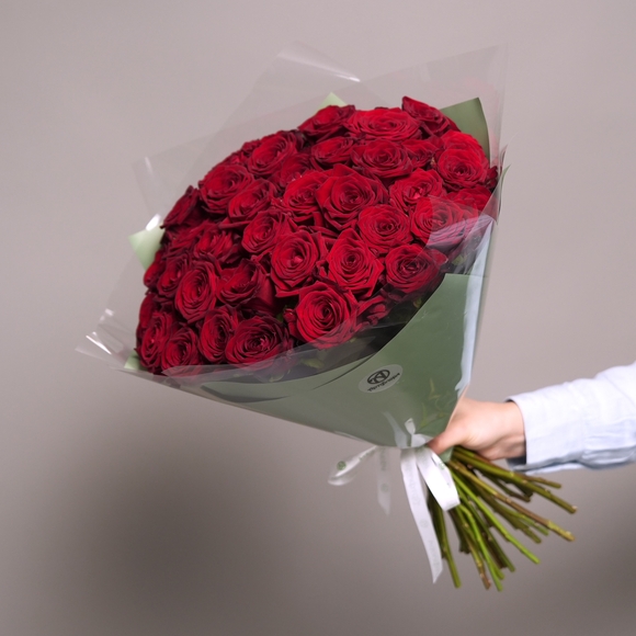 Букет из 39 красных роз 50 см (Россия) в двойной корейской упаковке
