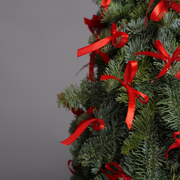 Новогодняя елочка - L (50 см) с красными бантами