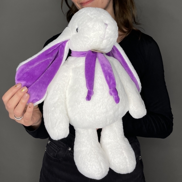 Игрушка Заяц 40см белый/фиолетовый Lapkin