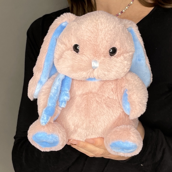 Игрушка Заяц 18см пудровый/голубой Lapkin