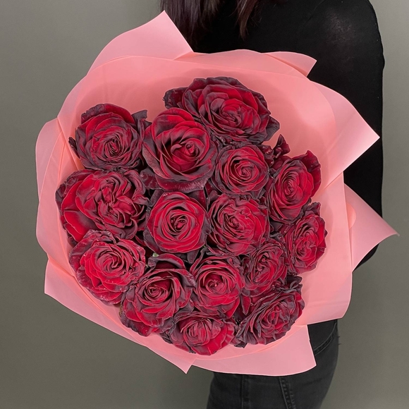 Букет из 15 красных роз 50 см (РФ)