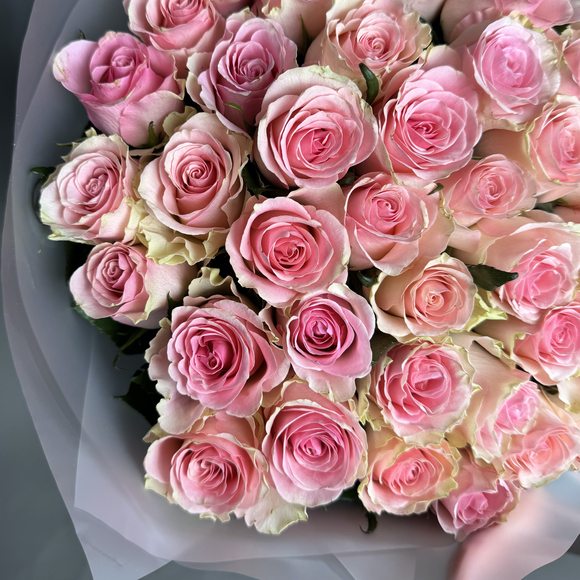 Букет из 35 роз Кения "Топ Гир" (50 см) в матовой упаковке