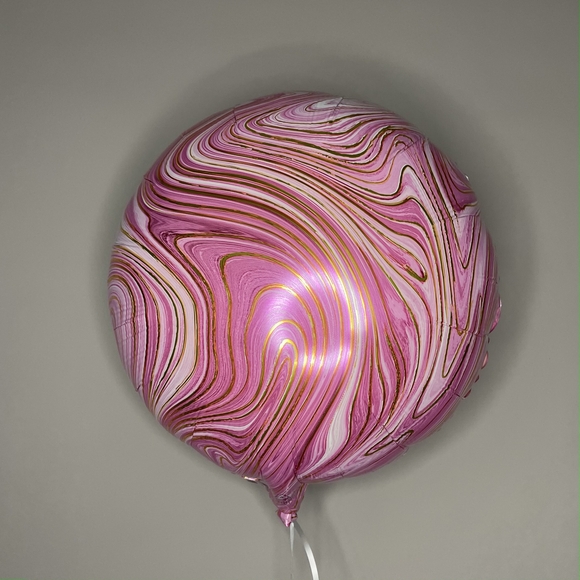 Шарик фольгированный круглый розовый узор, 1 штука