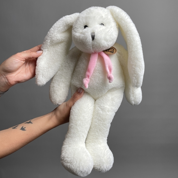 Игрушка Заяц 40 см бело/розовый