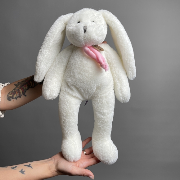 Игрушка Заяц 40 см бело/розовый