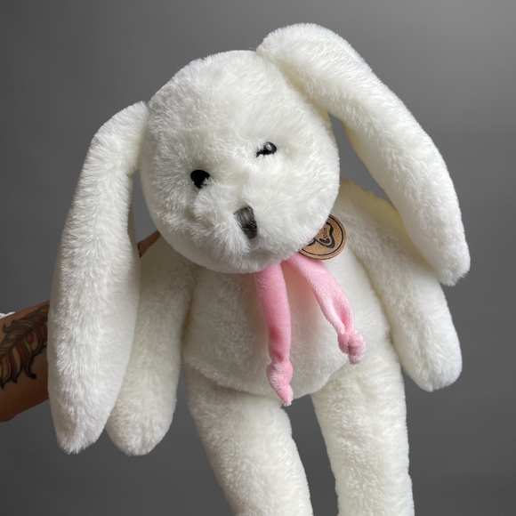 Игрушка Заяц 40 см бело/розовый