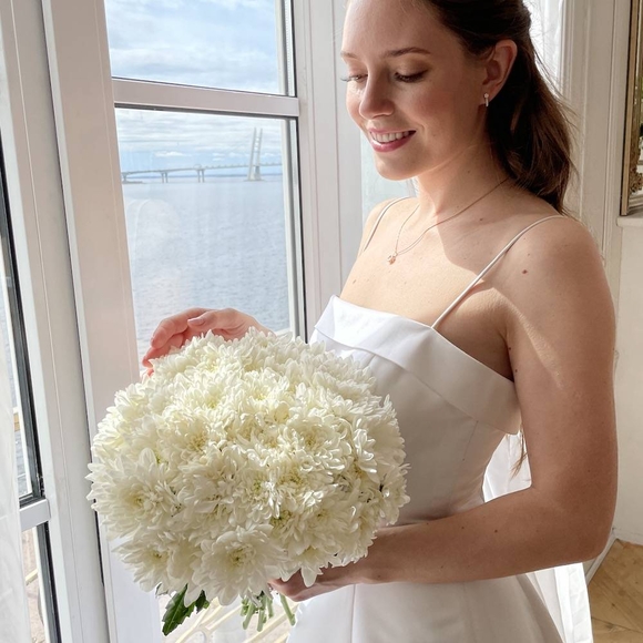 Букет невесты из кустовых хризантем